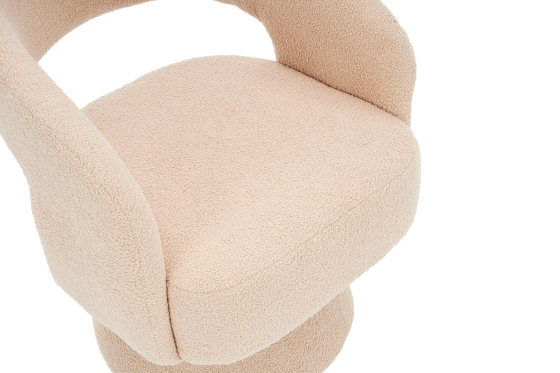 Swivel Accent Chair Armchair, Round Barrel Chair For Living Room Bedroom - Teddy Fabric