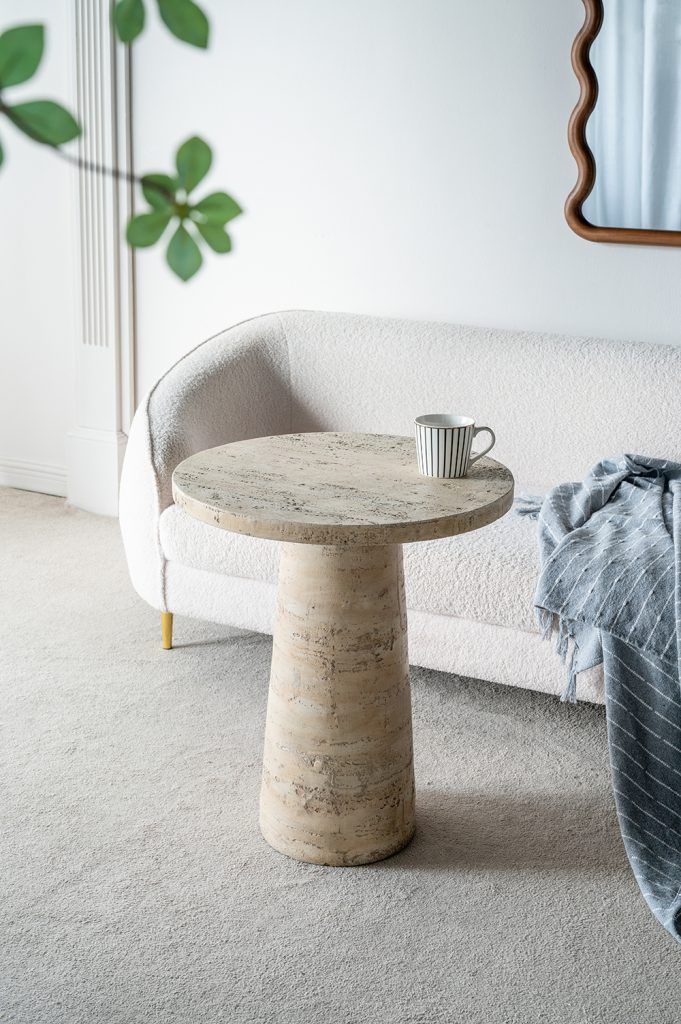 Round Side Table With Pedestal Base