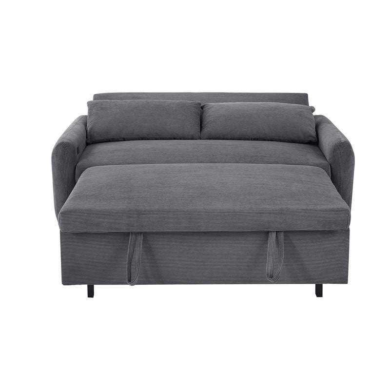 Pull-Out Sofa Bed Convertible Couch 2 Seat Loveseat Sofa Modern Sleeper Sofa With Two Throw Pillows And USB Ports For Living Room