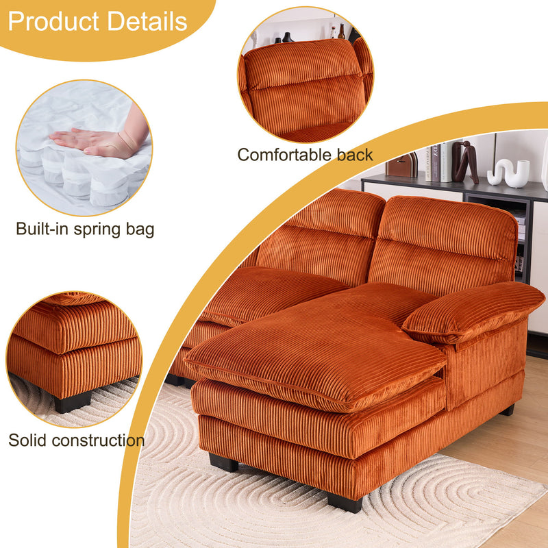 U-Shaped Profile Sofa, Including Two Single Seats And Two Chaise, Modular Sofa, Corduroy Sofa