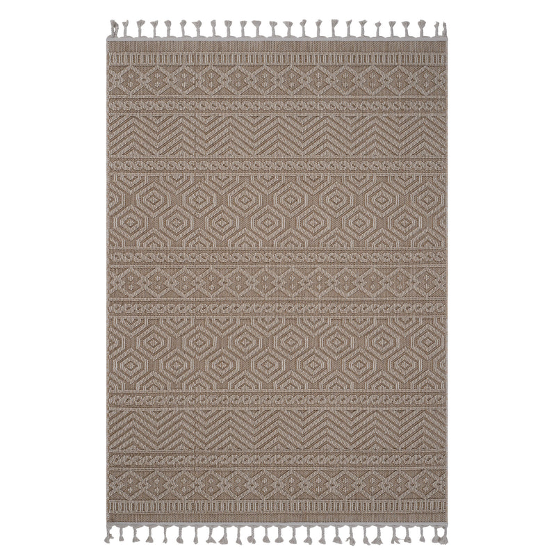 5' x 7' Geometric Indoor / Outdoor Area Rug - Mocha