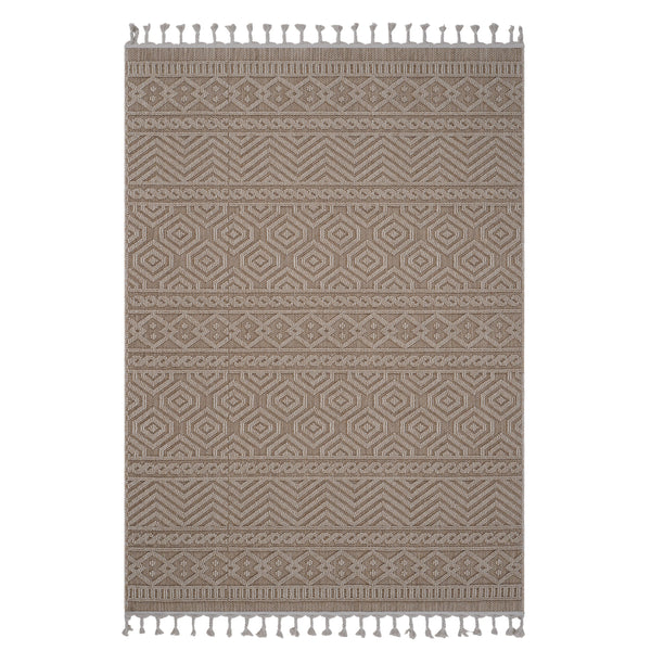 8' x 10' Geometric Indoor / Outdoor Area Rug - Mocha