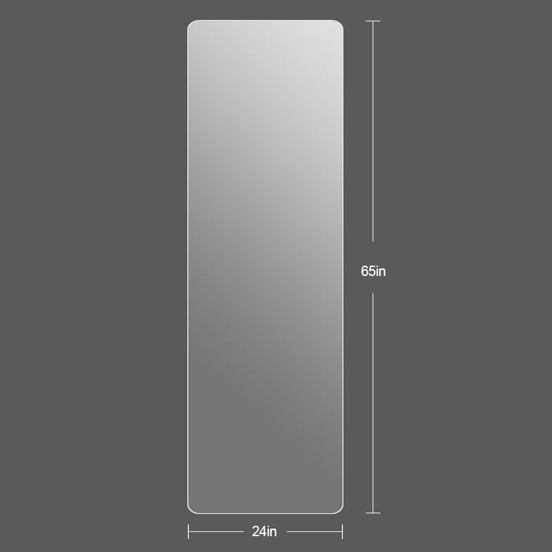 Aluminum Floor Mirror Full Length Mirrors Leaning Rounded Corner Rimless Standing Large Mirror Bedroom - Black / Silver