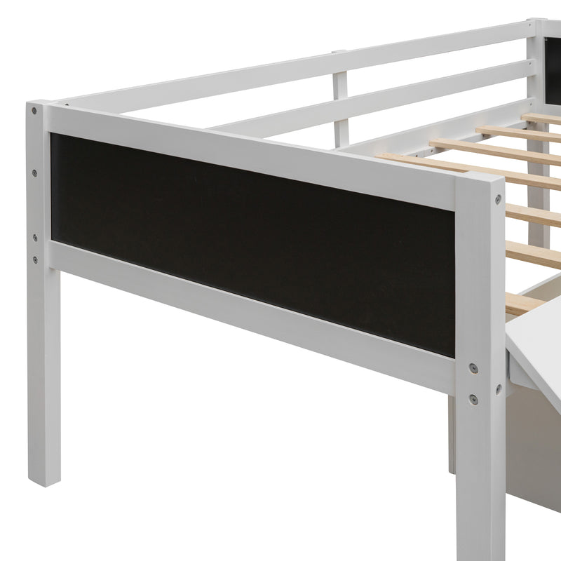 Twin size Loft Bed Wood Bed with Two Storage Boxes - White( old sku: LP000075AAK )