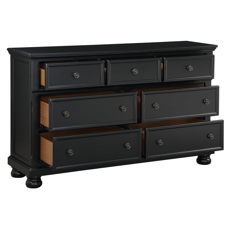 Transitional Black Dresser of 7 Drawers Jewelry Tray Traditional Design Bedroom Wooden Furniture