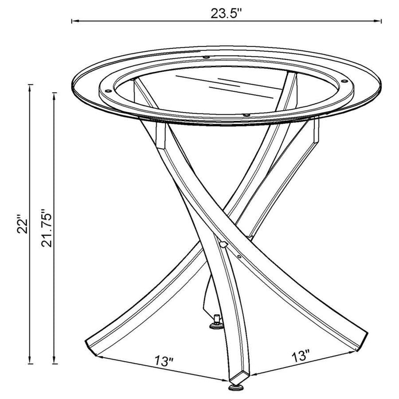 Brooke - Round Glass Top Side End Table Metal Base