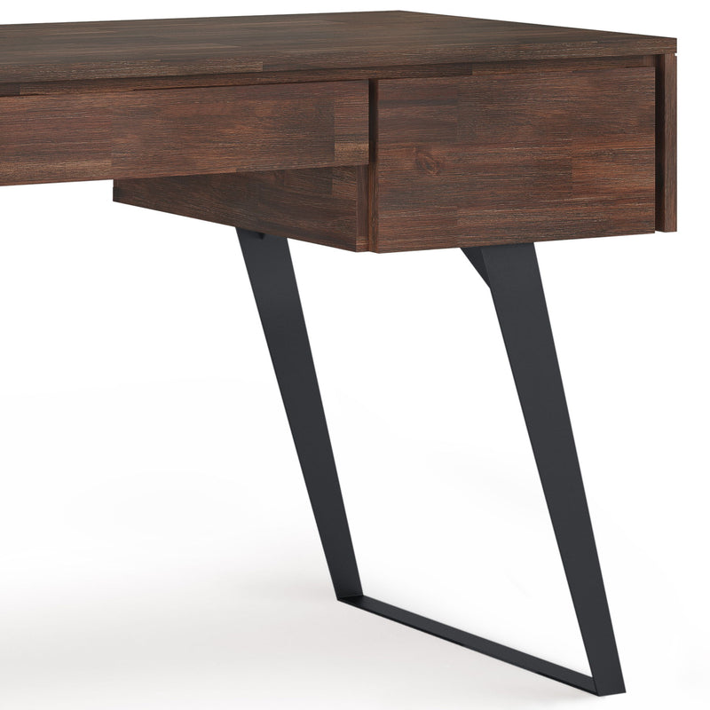 Lowry - Desk with Deep Drawers - Distressed Charcoal Brown