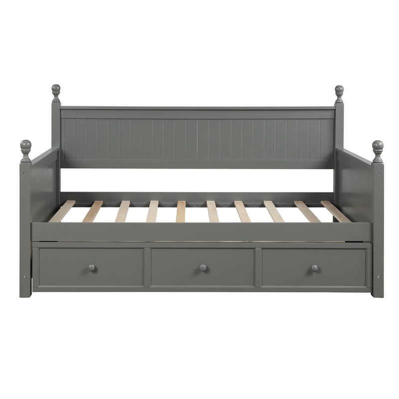 Wood Daybed with Three Drawers ,Twin Size Daybed,No Box Spring Needed ,Gray