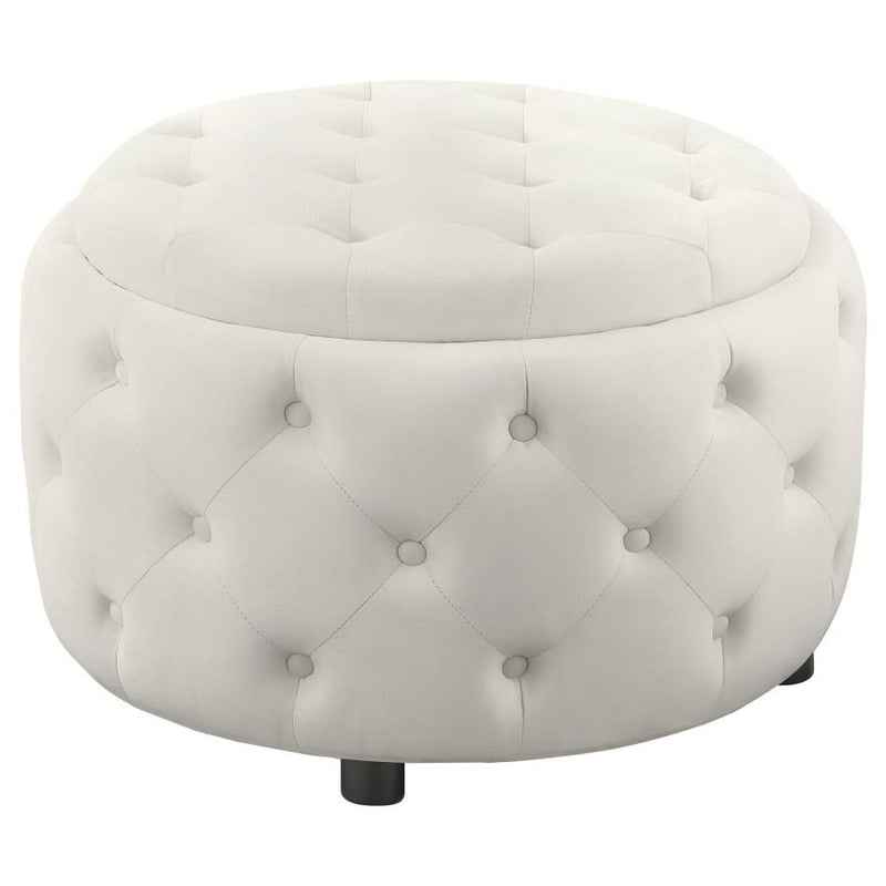 Angelina - Round Upholstered Storage Ottoman