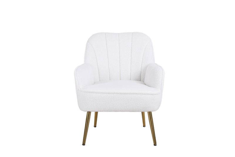 Modern Mid-Century Chair Linen Sherpa Armchair For Living Room Bedroom Office