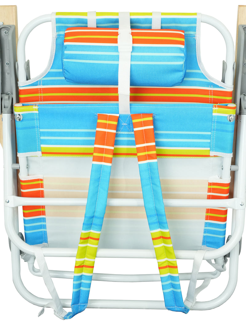 Backpack Beach Chair For Adults, Beach Towel, 5 Position Chair With Pouch Folding Lightweight Positions Back Pack, 1 Piece - Light Blue / Yellow