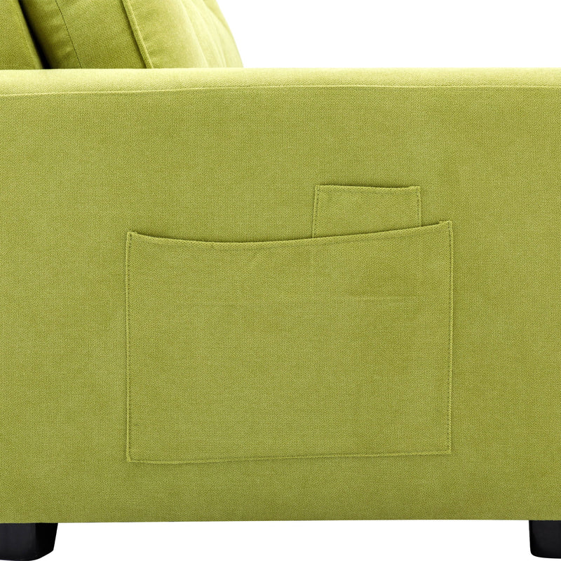 Loveseat Sofa With Pull-Out Bed Modern Upholstered Couch With Side Pocket For Living Room Office