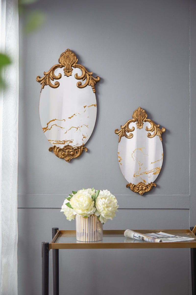 Decorative Oval Wall Mirror, Accent Mirror For Living Room, Entryway, Bedroom, Office - Gold