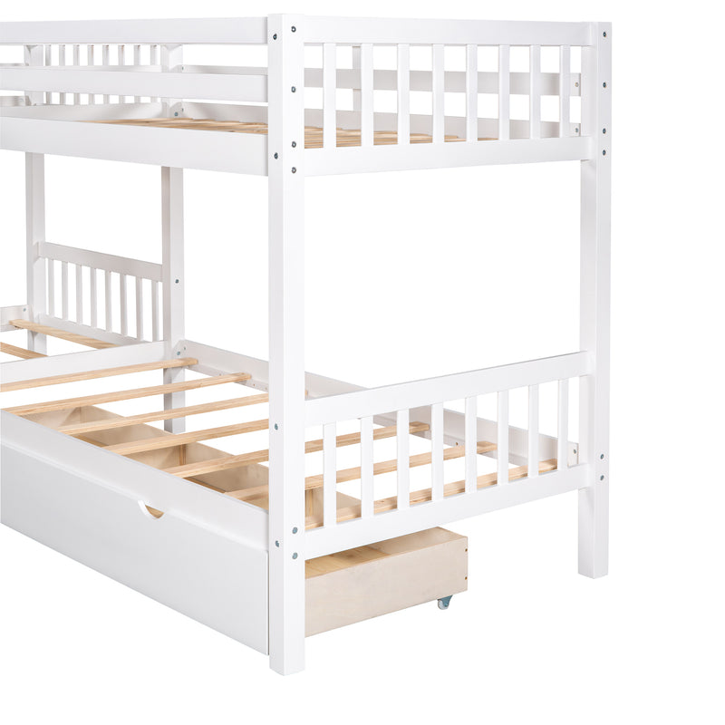 Twin L-Shaped Bunk bed with Drawers-Gray(OLD SKU :LP000038AAK)