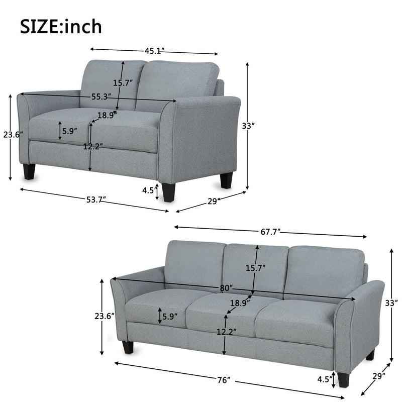 Living Room Furniture Loveseat Sofa And 3 Seat Sofa