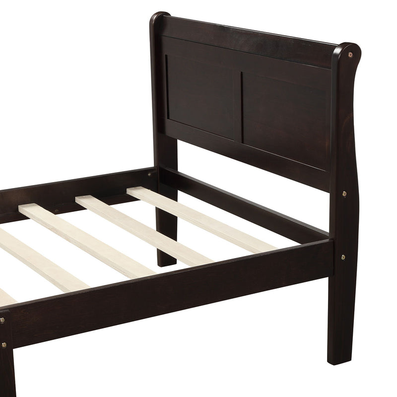 Twin Platform Bed Frame Mattress Foundation Sleigh Bed With Headboard / Footboard / Wood Slat Suppor