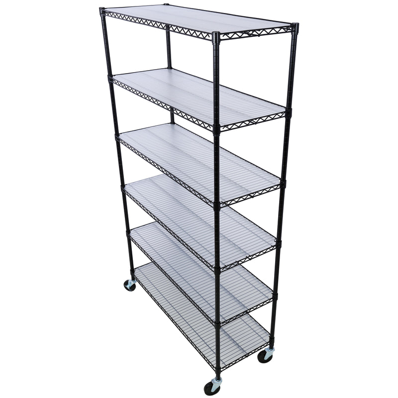 6 Tier 6000Lbs Capacity Nsf Metal Shelf Wire Shelving Unit, Heavy Duty Adjustable Storage Rack With Wheels & Shelf Liners For Commercial Grade Utility Steel Storage Rack