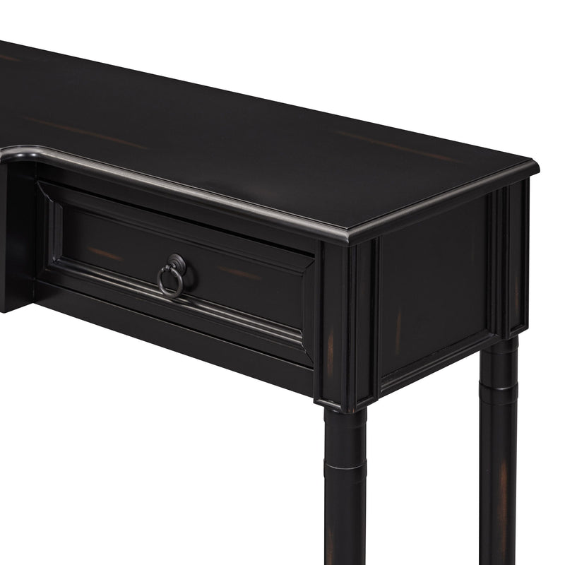 Console Table Sofa Table With Drawers For Entryway With Projecting Drawers And Long Shelf