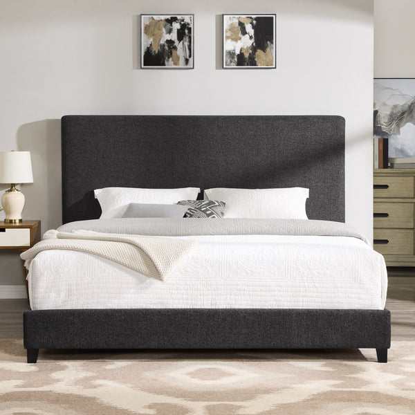 King Size Upholstered Platform Bed - Charcoal Gray