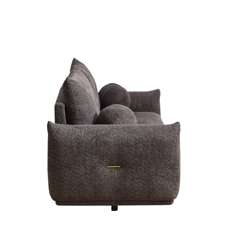 Lamb's Wool 2-Seater Cushion Sofa 90'' Comfortable Sofa For Living Room Bedroom And Other Casual Spaces Lamb's Wool Sofa With 2 Cushions And 2 Ball Pillows