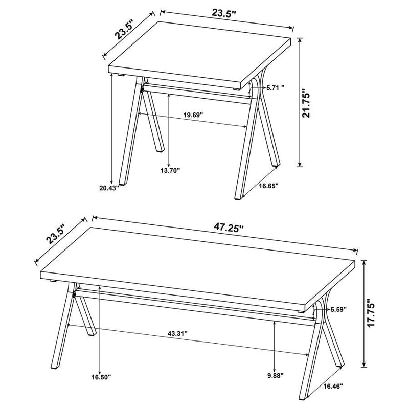 Colmar - 3 Piece Trestle Occasional Table Set - Golden Oak And Gunmetal