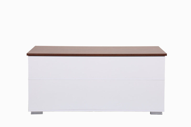 Luna - 45.5" Coffee Table With Walnut Finish Lift Top, 2 Drawers, And 2 Shelves - White And Brown