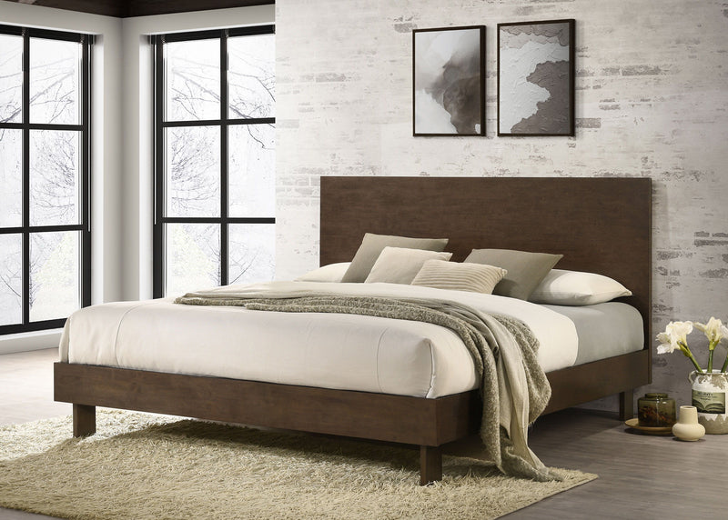 Glenwood - Eastern King Platform Panel Bed - Warm Brown