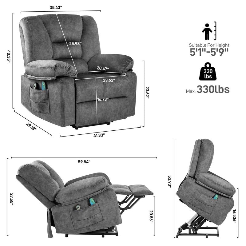 Power Lift Recliner Chair Sofa With Massage