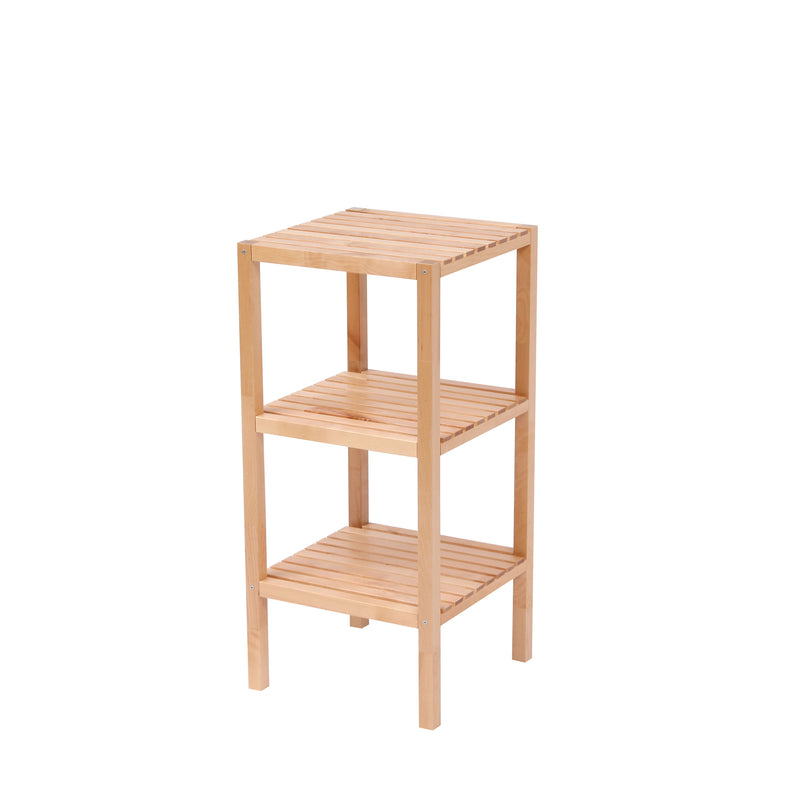 3 Tier Birch Bathroom Shelf, Narrow Shelving Unit, Multifunctional Storage Rack, Corner Rack, For Kitchen, Living Room, Bedroom, Entryway, Bathroom - Natural Wood