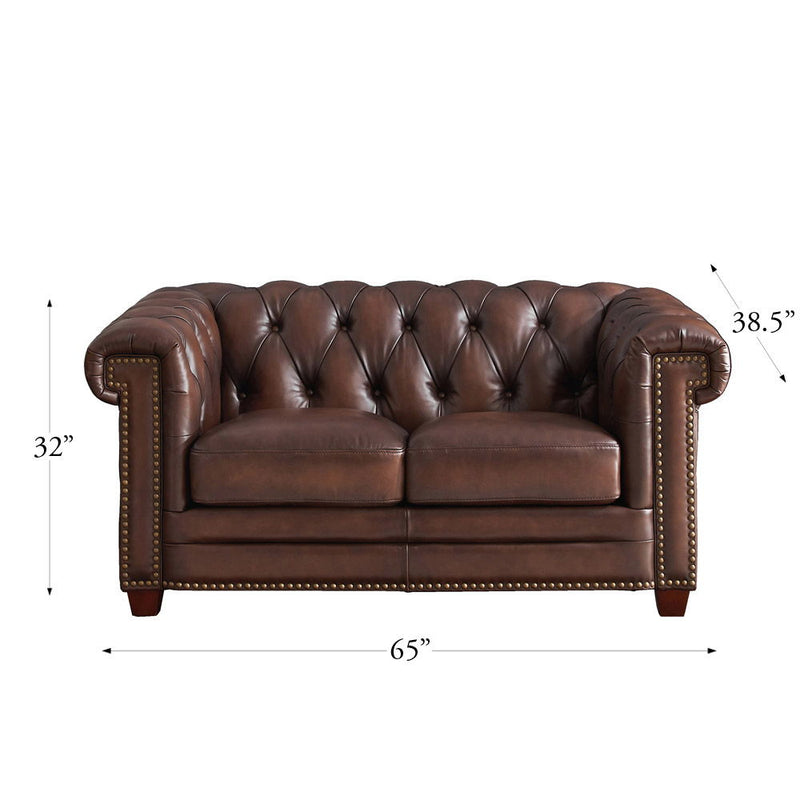 Stanwood - Leather Loveseat - Caramel