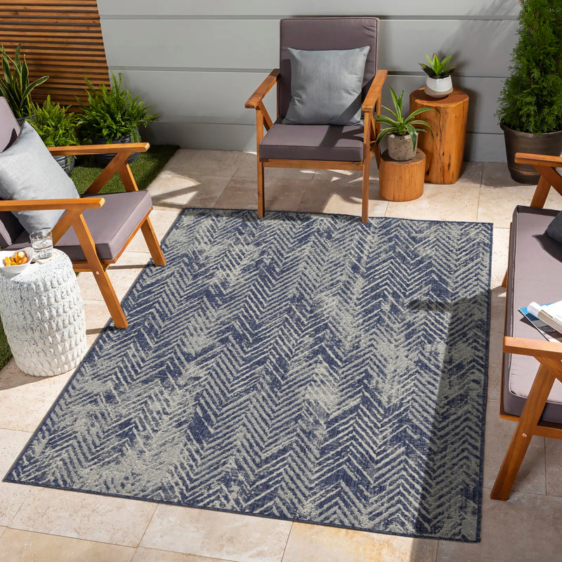 Sunshine - 5'3" X 7'3" Indoor & Outdoor Polypropylene Area Rug - Blue