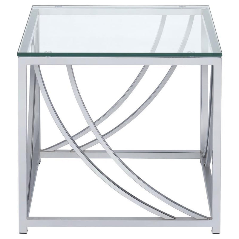 Lille - Glass Top Square End Table Accents - Chrome