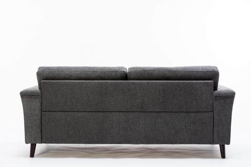 Stanton - Linen Sofa With Tufted Arms - Dark Gray