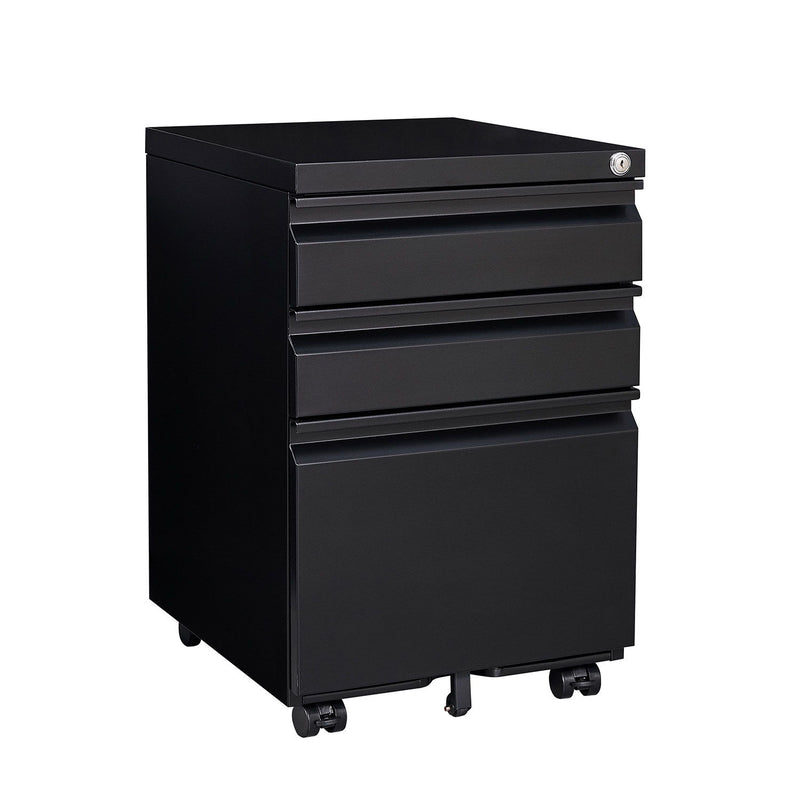 3 Drawer Mobile File Cabinet With Lock, Office Storage Filing Cabinet For Legal / Letter Size Metal File Cabinet Except Wheels Under Desk