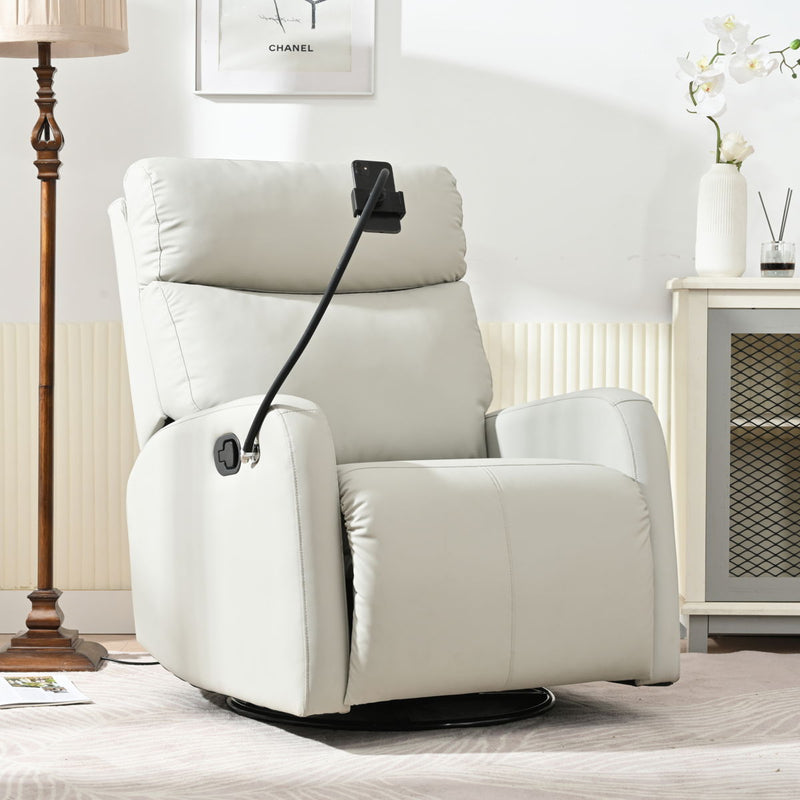 Rocking Recliner Chair, 360 Degree Swivel Nursery Rocking Chair, Glider Chair, Modern Small Rocking Swivel Recliner Chair For Bedroom, Living Room Chair Home Theater Seat, Phone Holder