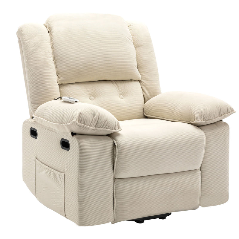 Massage Recliner, Power Lift Chair For Elderly With Adjustable Massage And Heating Function, Recliner Chair With Infinite Position And Side Pocket For Living Room