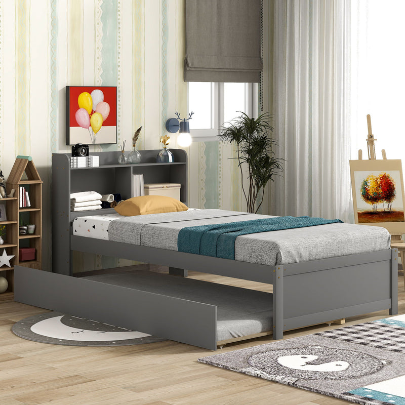 Twin Bed With Trundle, Bookcase