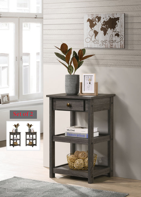 Arine - 18.5" Console Table With Drawer And Shelves - Gray