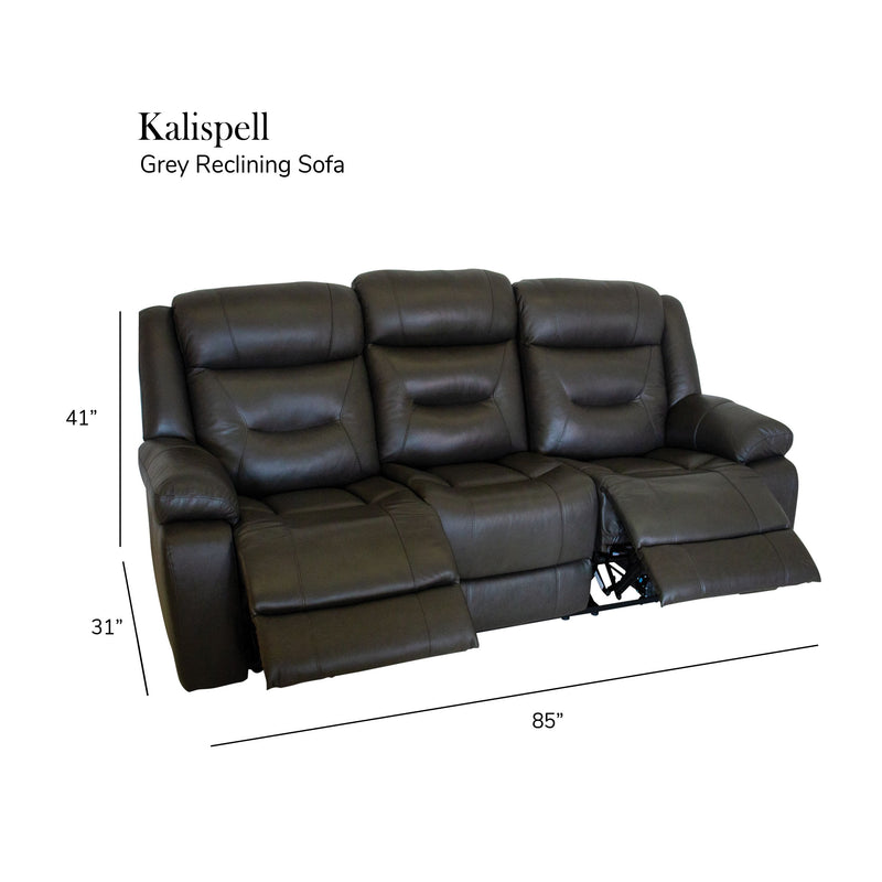 Kalispell - Top Grain Leather Power Sofa - Dark Gray