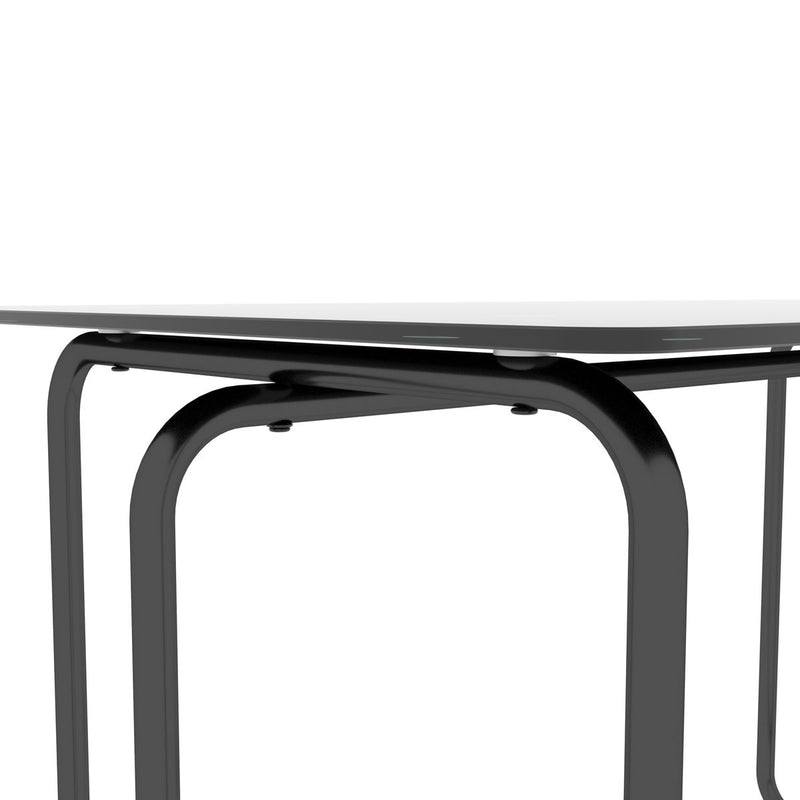 Rectangle Dining Table With Metal Frame, Tempered Glass Dining Table For Kitchen Room - Black