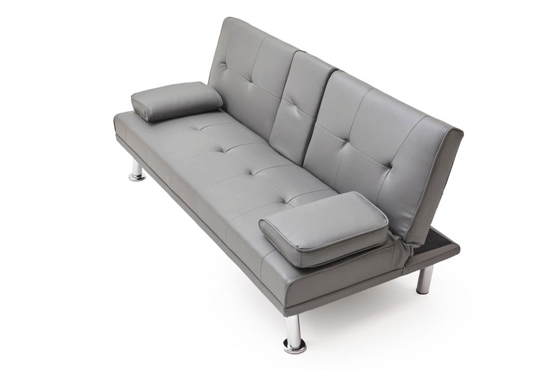 Leather Multifunctional Double Folding Sofa Bed For Office With Coffee Table