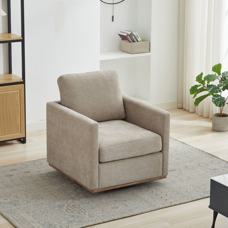 Square Upholstered Swivel Accent Chair And Comfy Accent Single Sofa Chair, 360° Club Chair, Lounge Armchair For Living Room Bedroom Apartment Nursery