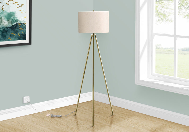 Lighting, Floor Lamp, Brass Metal, Contemporary - Ivory