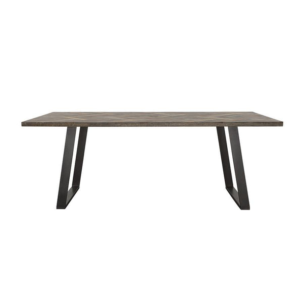 Misty - Sled Leg Dining Table - Gray Sheesham And Gunmetal