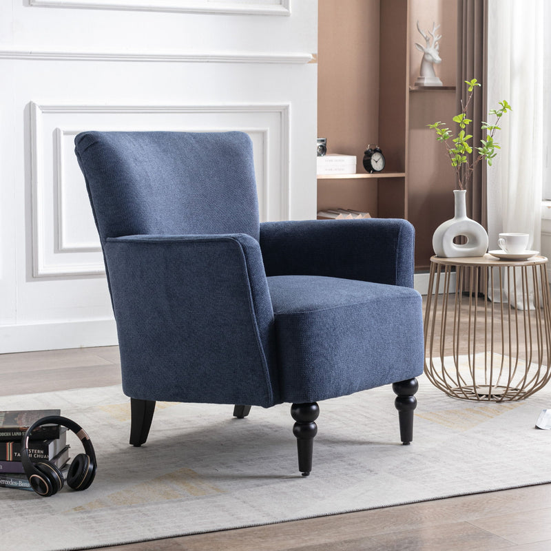 Armchair Modern Accent Sofa Chair With Linen Surface, Leisure Chair With Solid Wood Feet For Living Room Bedroom Studio