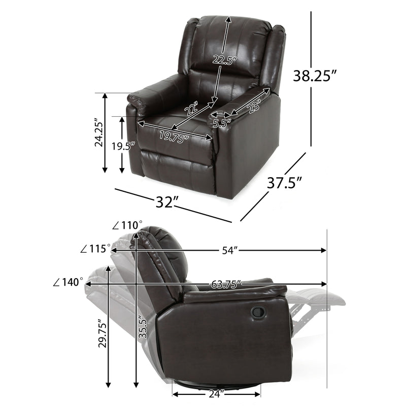 Glider Recliner With Swivel, Manual Reclining Chair