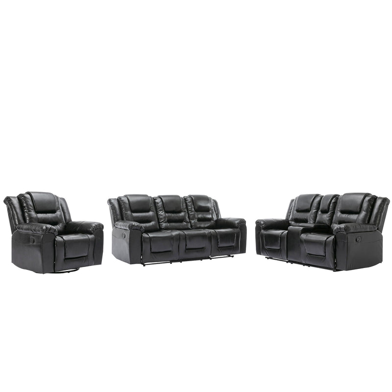 Home Theater Recliner Set Manual Recliner Chair With Wide Armrest, Two Built-In Cup Holders For Living Room