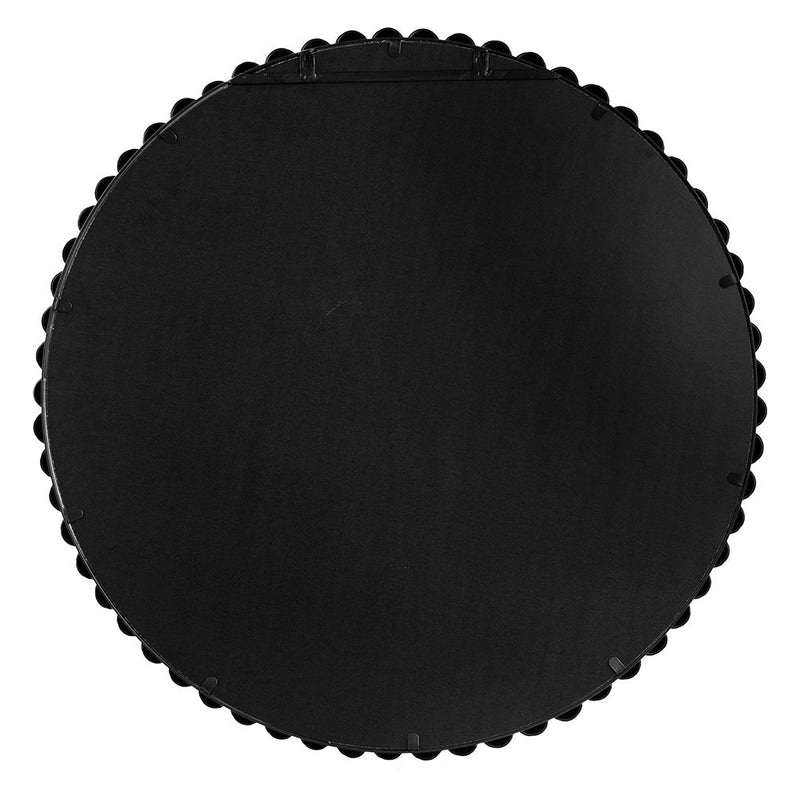 Circle Mirror With Metal Beaded Frame, Wall Mirror For Living Room Bedroom Entryway - Black