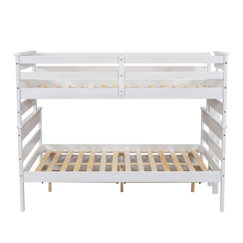 Wood Twin over Full Bunk Bed with 2 Drawers, White