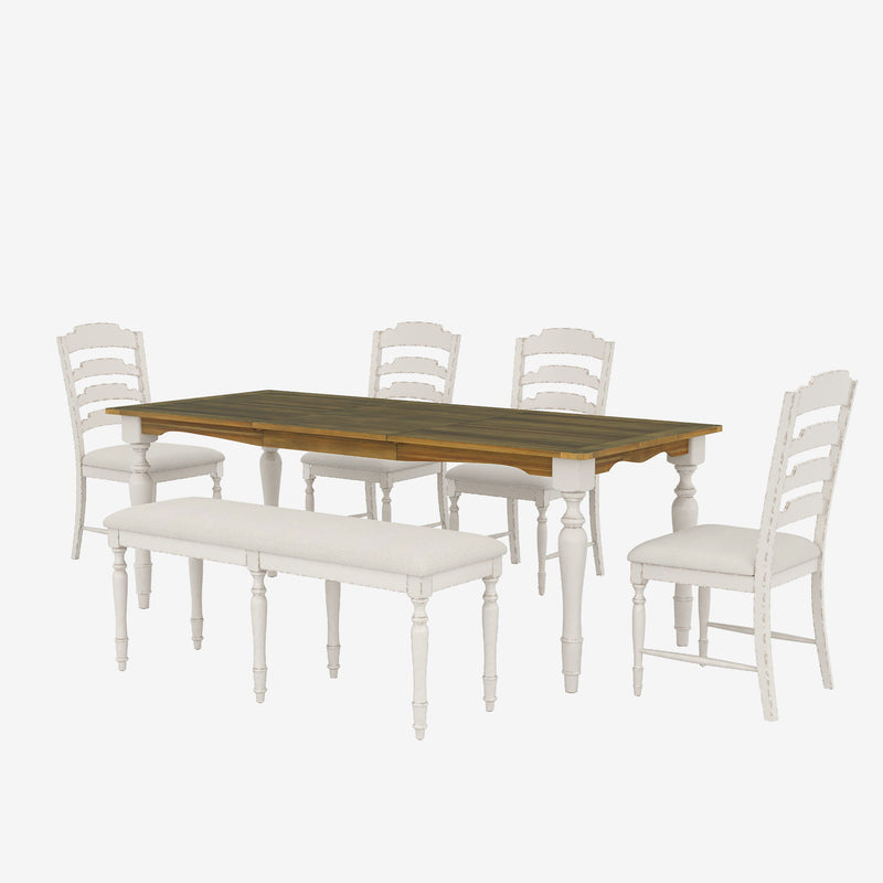 Topmax - Vintage Traditional Extendable Dining Table Set With Removable Leaf